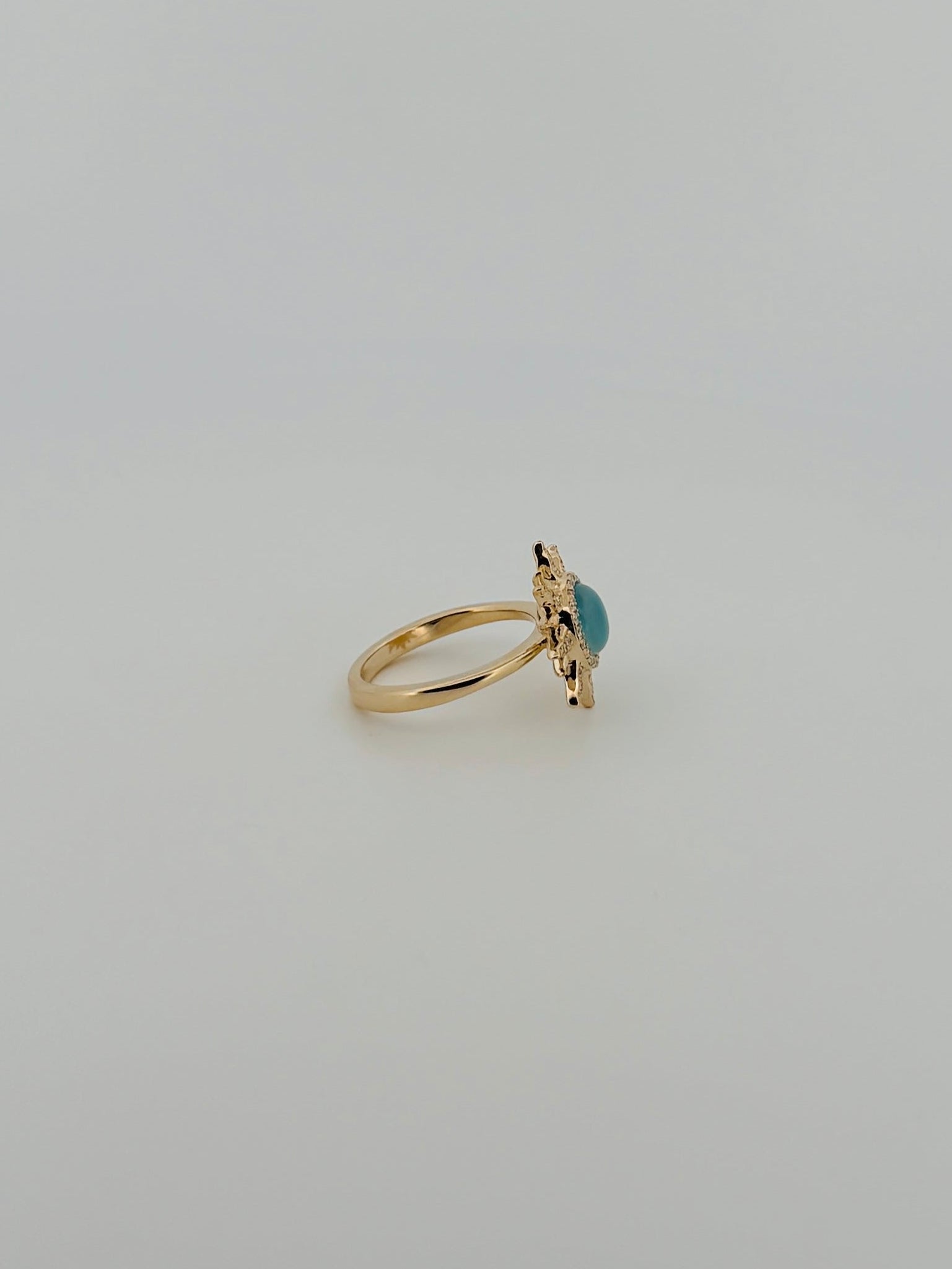 Larimar and Diamond Sunburst Ring