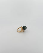 Tahitian Pearl & Diamond Wave Cocktail Ring