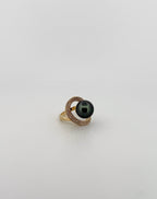 Tahitian Pearl & Diamond Wave Cocktail Ring