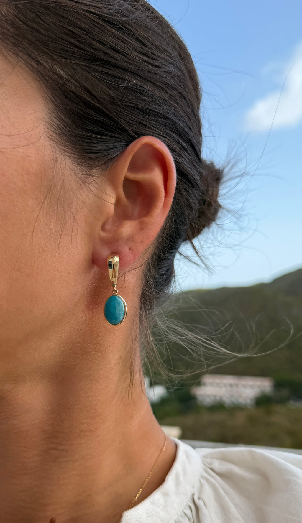 Oval Larimar Drop Earrings