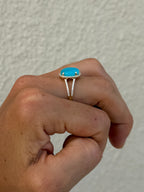 Larimar & Diamond Split Shank Ring