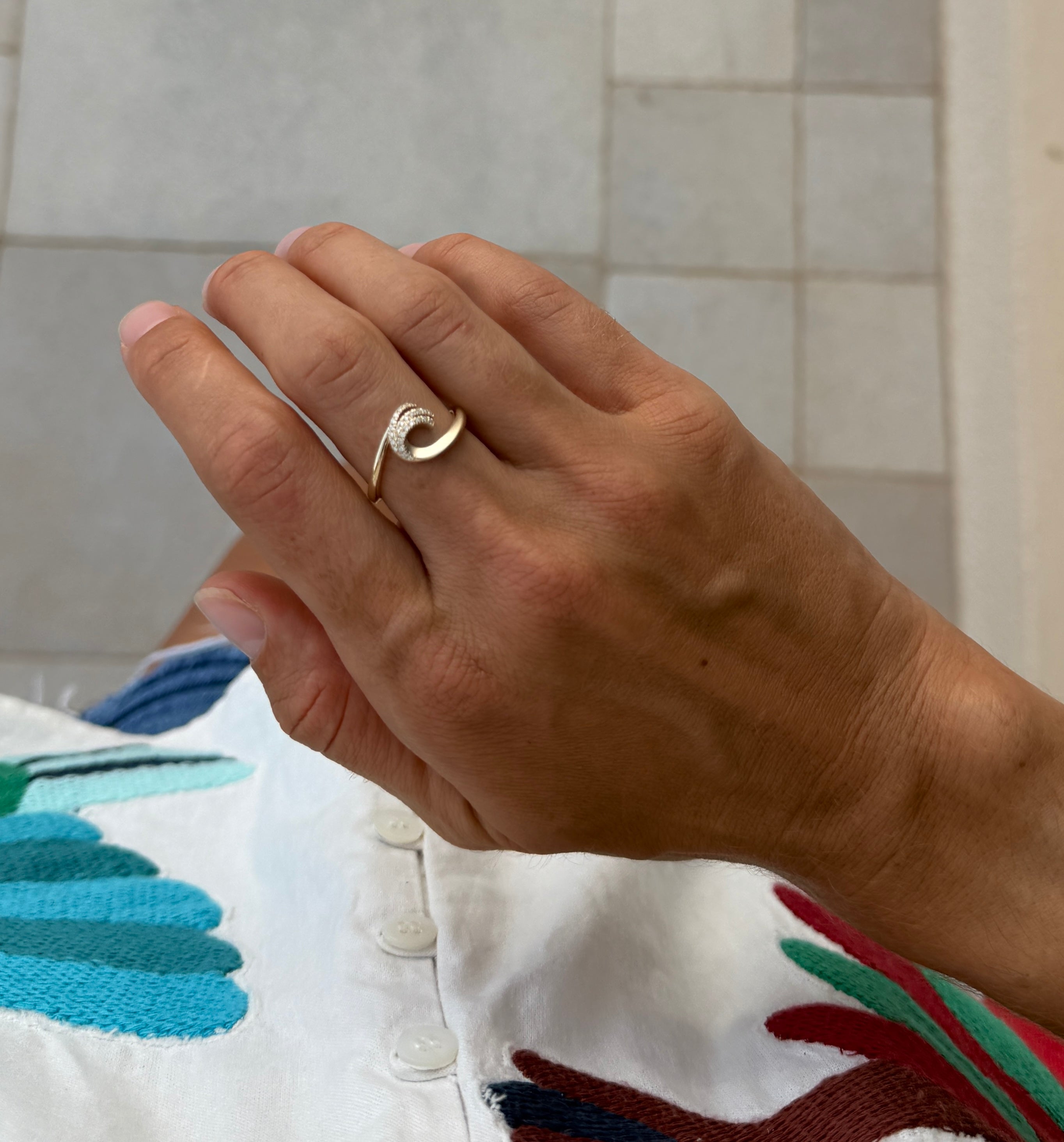 Diamond Wave Ring - Brushed 14kt Gold - Preorder