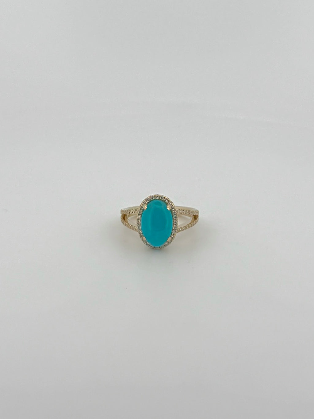 Larimar & Diamond Split Shank Ring