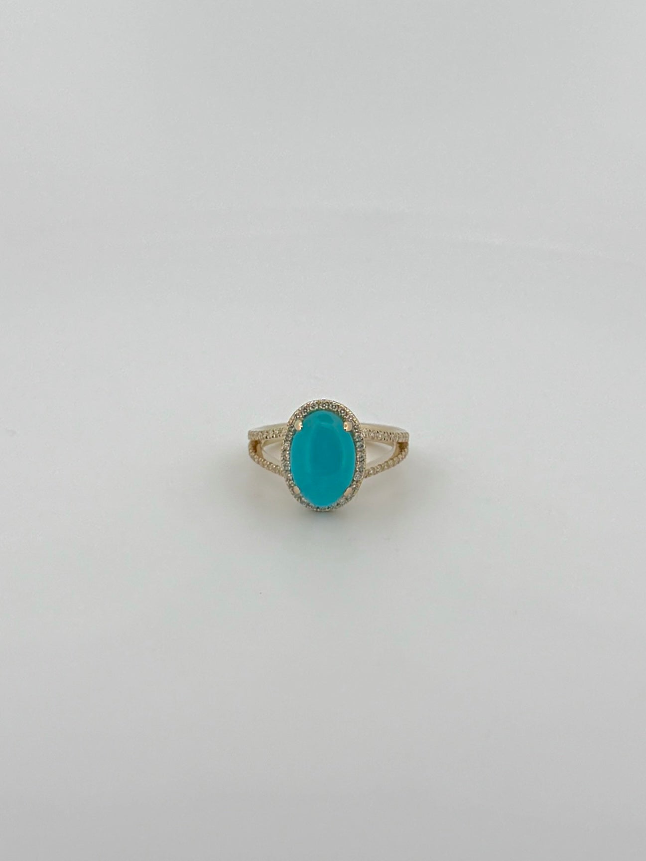 Larimar & Diamond Split Shank Ring