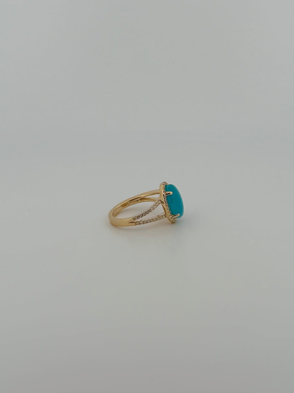 Larimar & Diamond Split Shank Ring