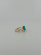 Larimar & Diamond Split Shank Ring
