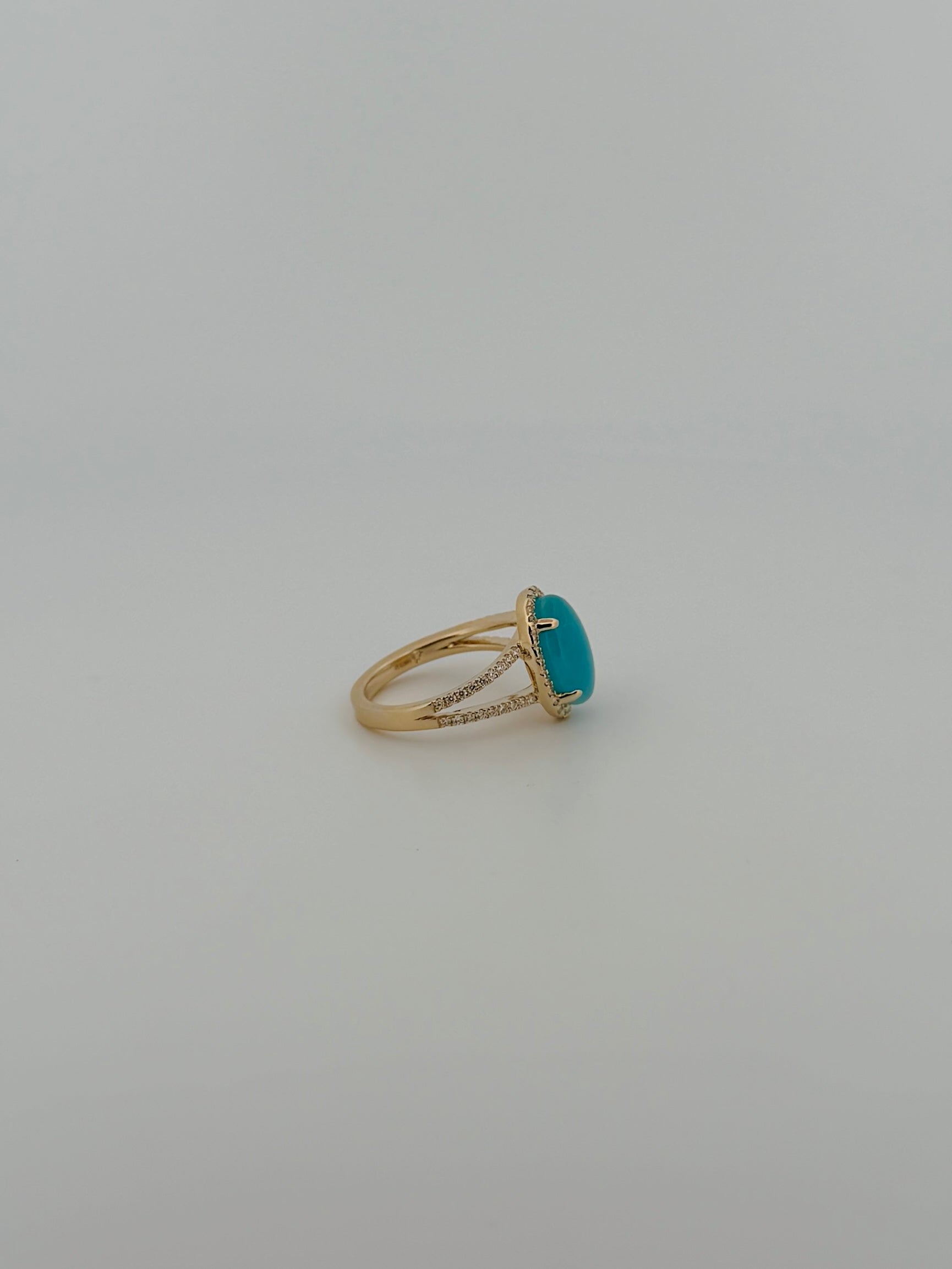 Larimar & Diamond Split Shank Ring