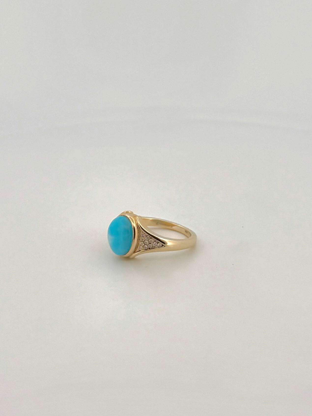 Larimar & Pave Diamond Ring