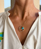 Larimar, Aquamarine and Diamond Pendant Necklace