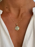 Larimar & Diamond Sand Dollar Pendant