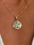 Larimar & Diamond Sand Dollar Pendant