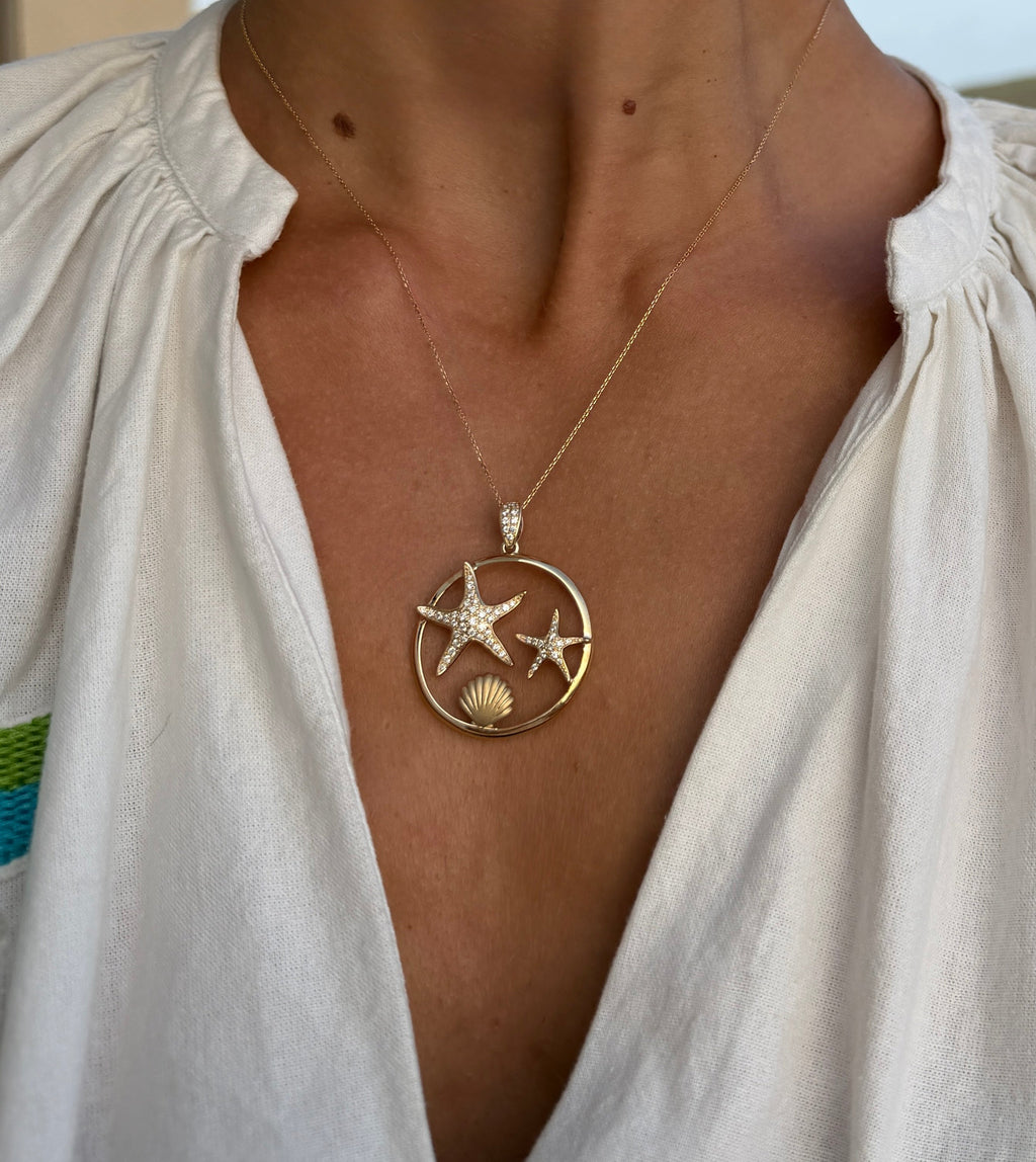 Pave Starfish Pendant Necklace