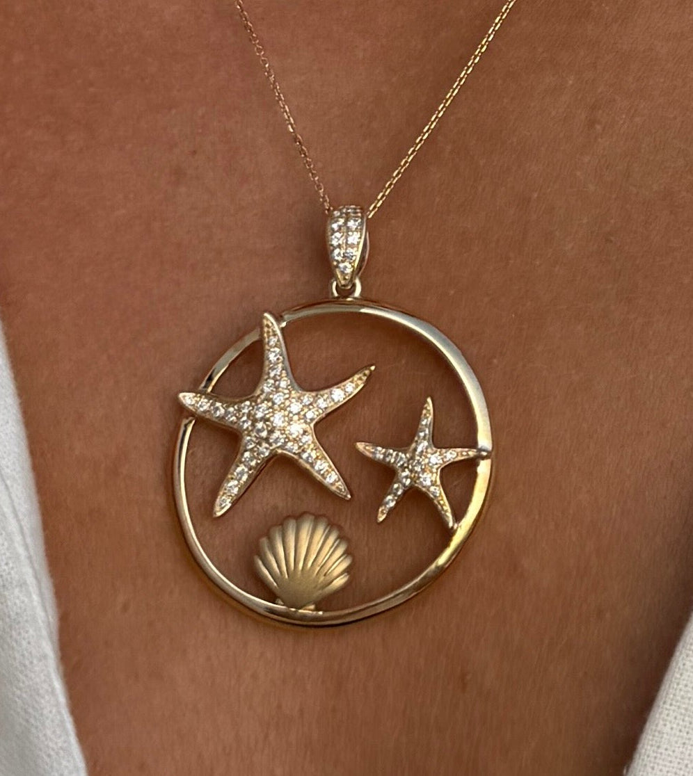 Pave Starfish Pendant Necklace
