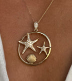 Pave Starfish Pendant Necklace