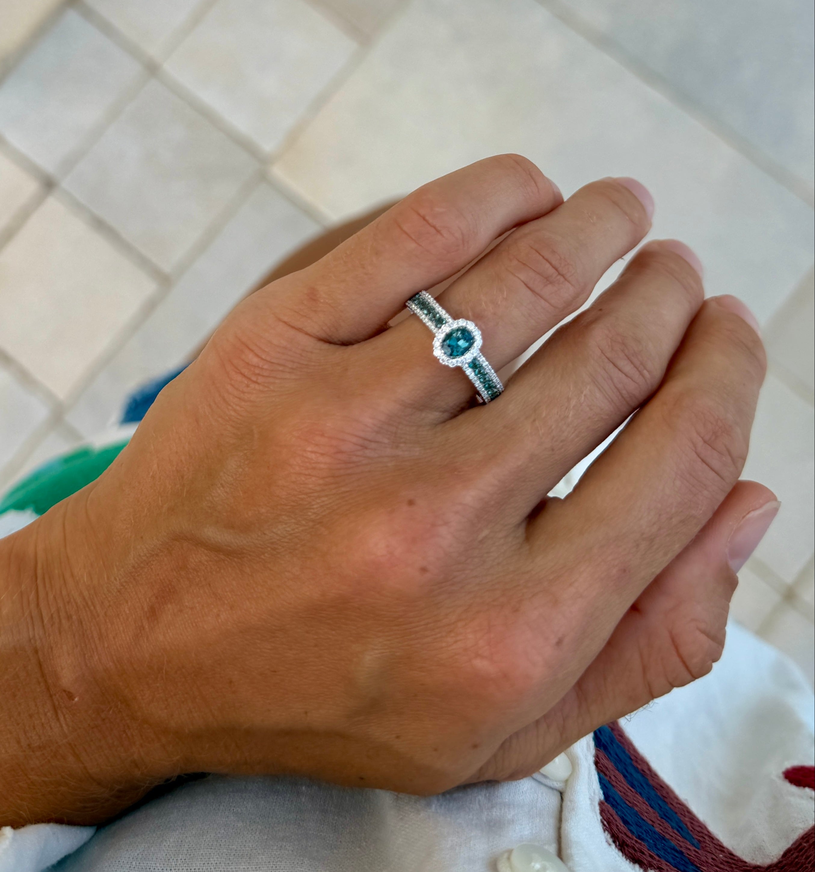 Alexandrite Oval Ring with Halo