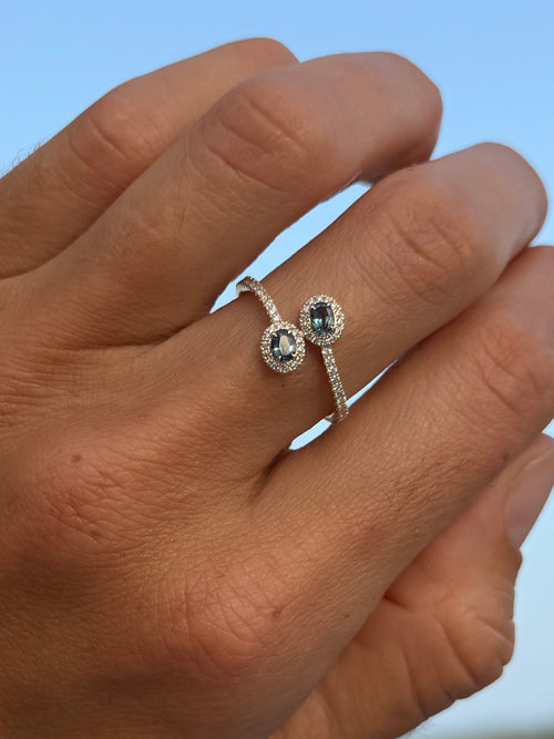 Alexandrite & Diamond Halo Stacked Ring