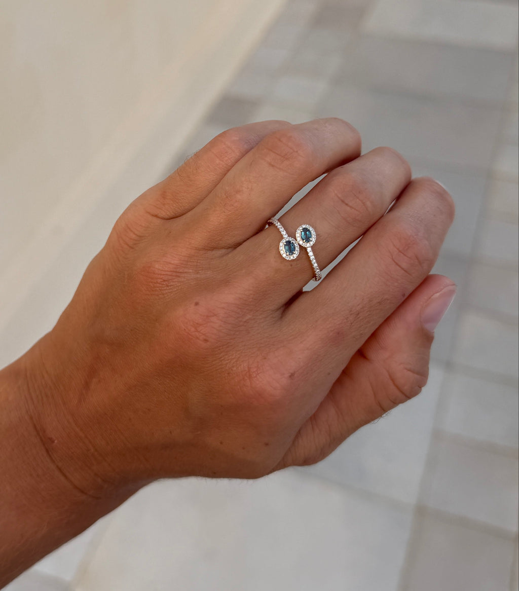 Alexandrite & Diamond Halo Stacked Ring
