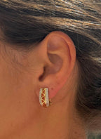 Vintage Coral and Diamond Hoop Earrings