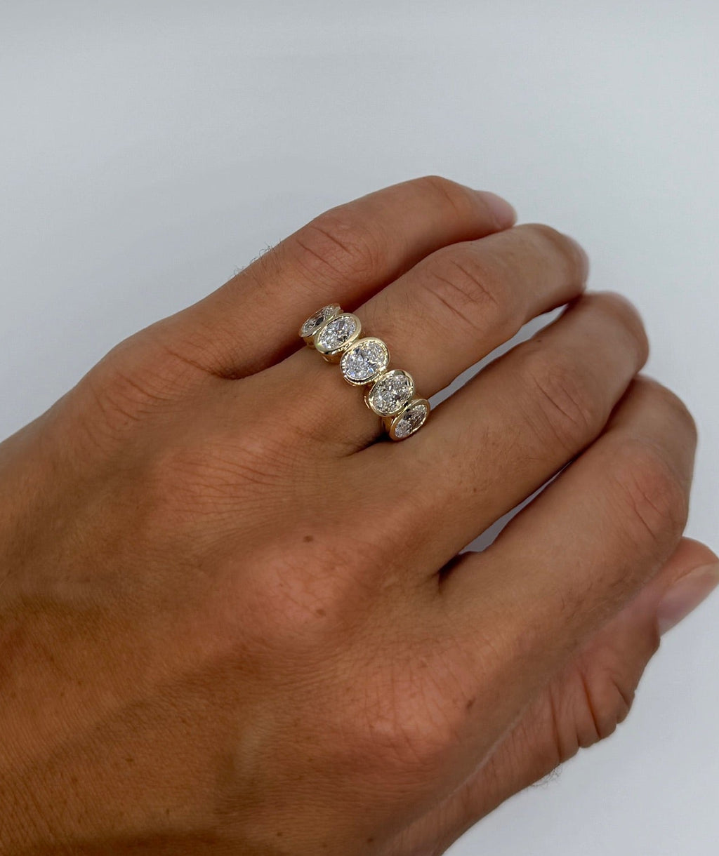 Large Oval Lab Diamond Bezel Ring