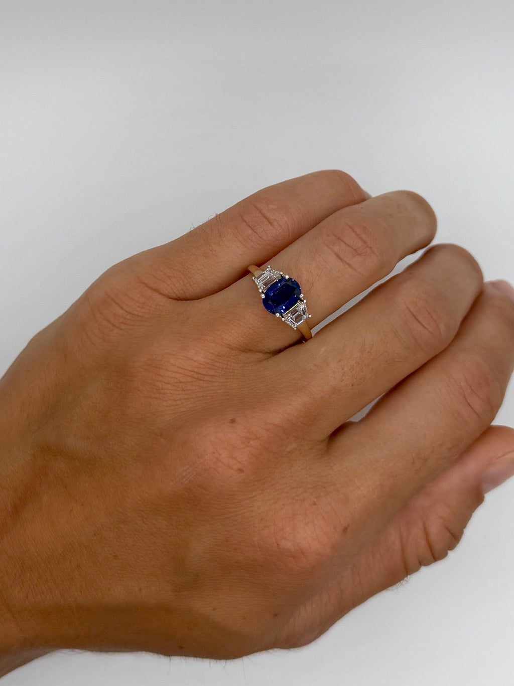 Lab Sapphire and Diamond ring - PREORDER