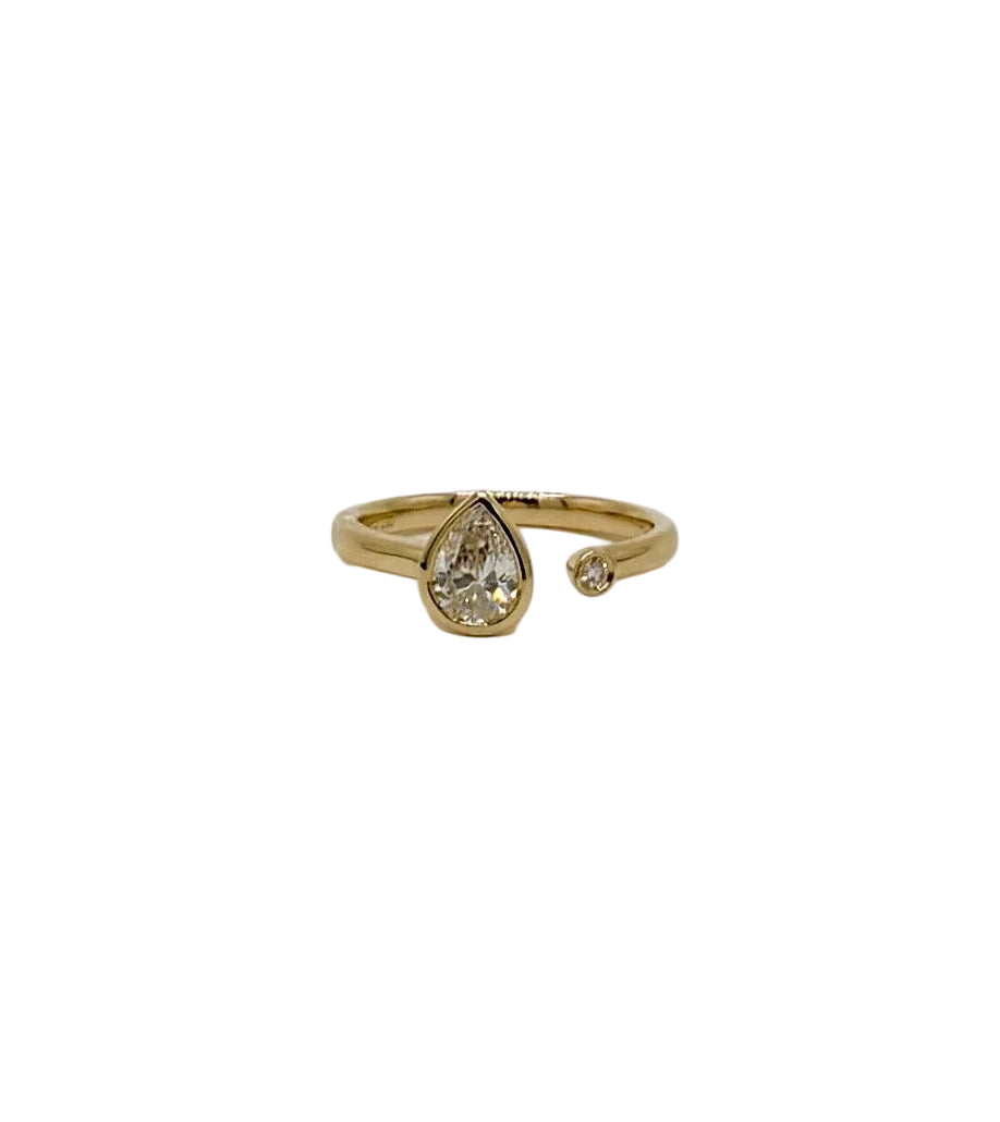 Pear and Round Lab Diamond Bezel Ring