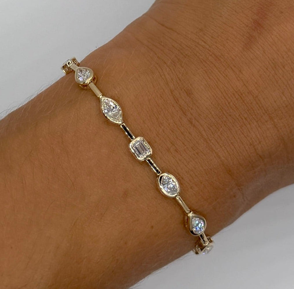 Mixed Shape Bezel Lab Diamond Bracelet