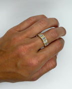 Emerald Cut Lab Diamond Half Eternity Bezel Ring - PREORDER