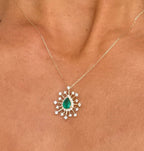 Emerald and Diamond Starburst Necklace