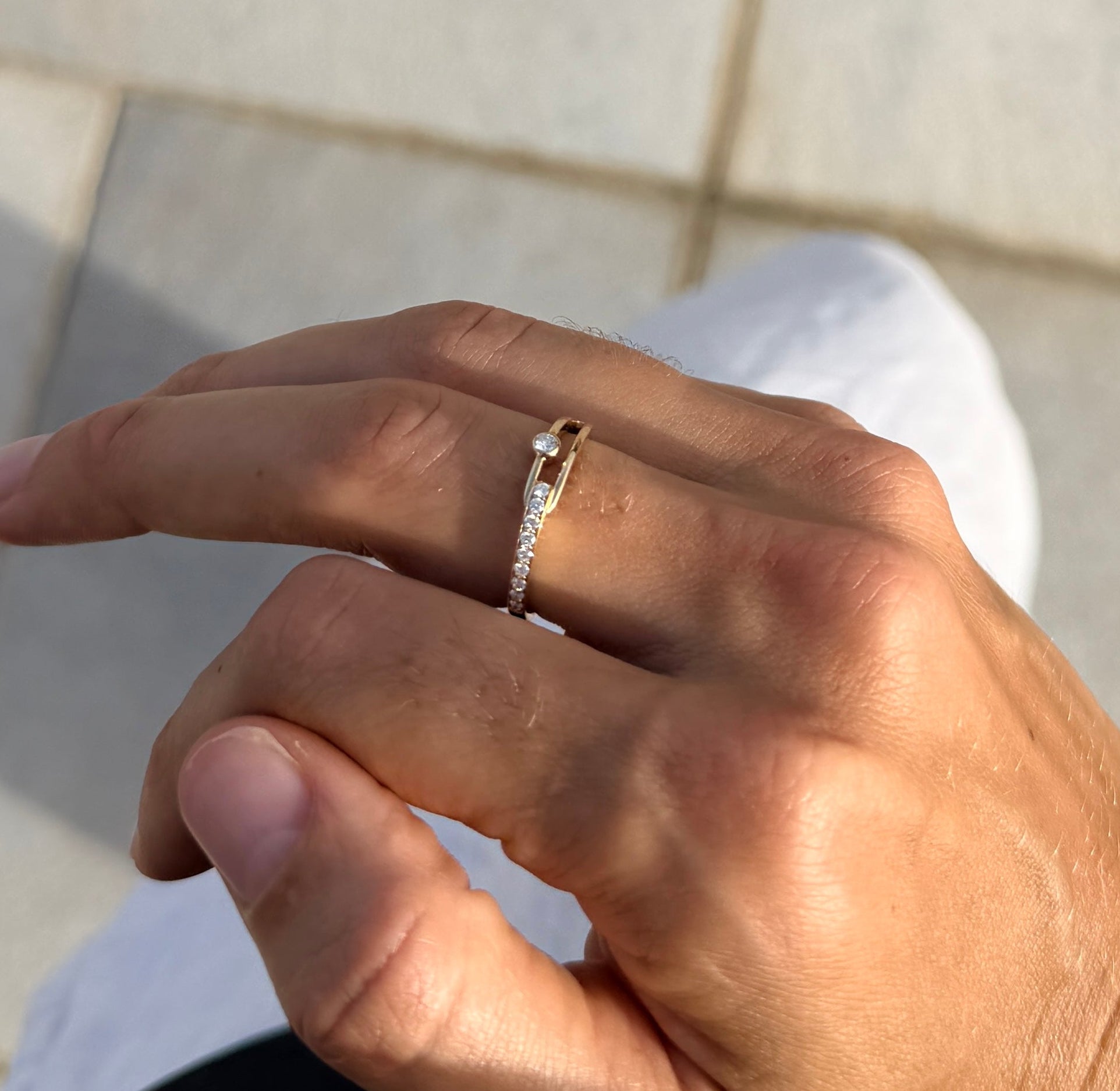 Dainty Diamond Loop Ring