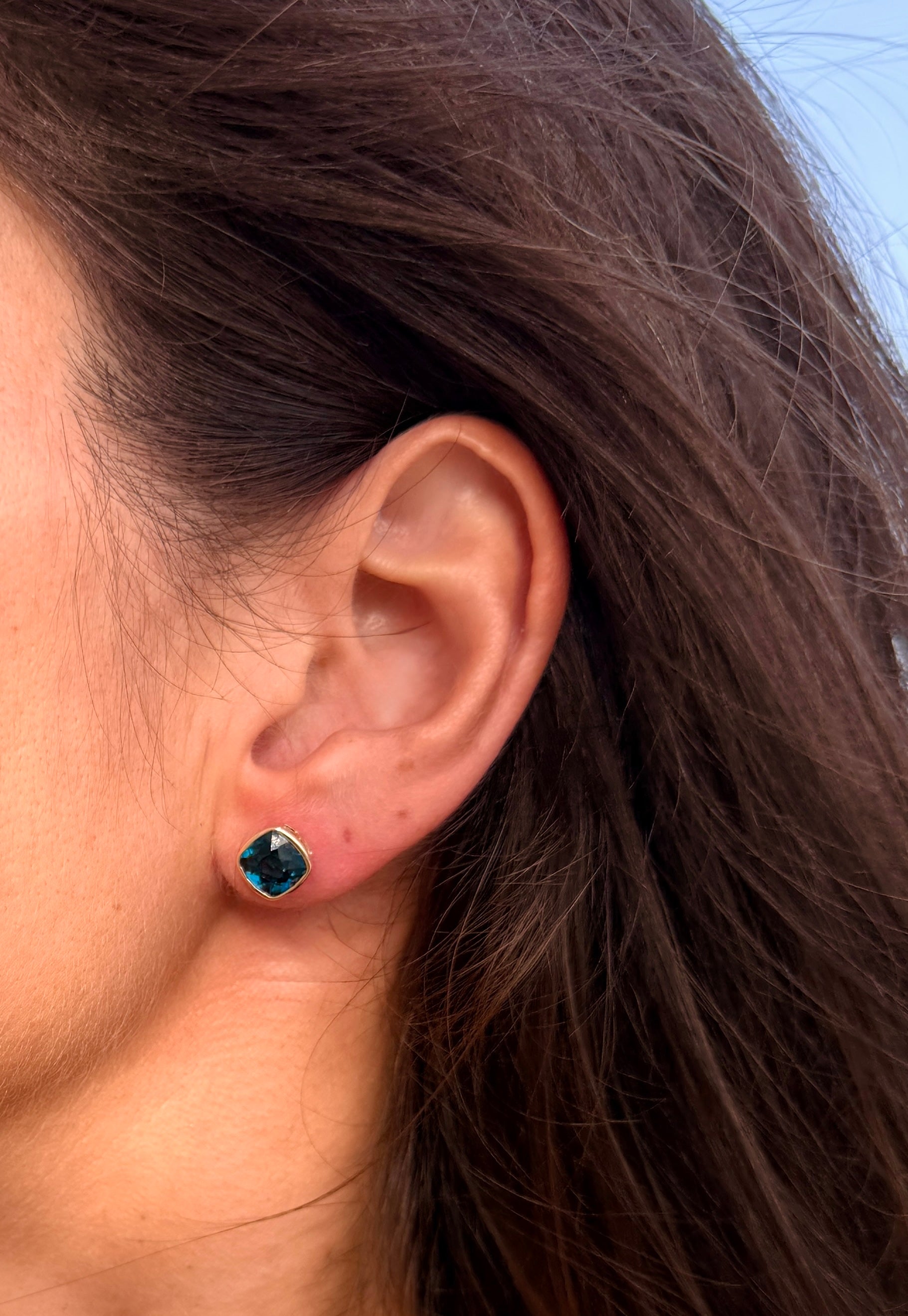 Blue Topaz Stud Earrings