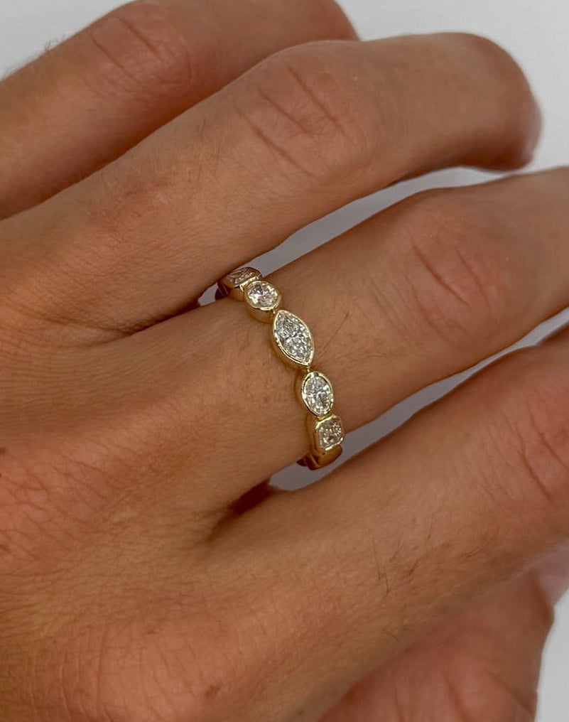 Marquise Mixed Bezel Diamond Band