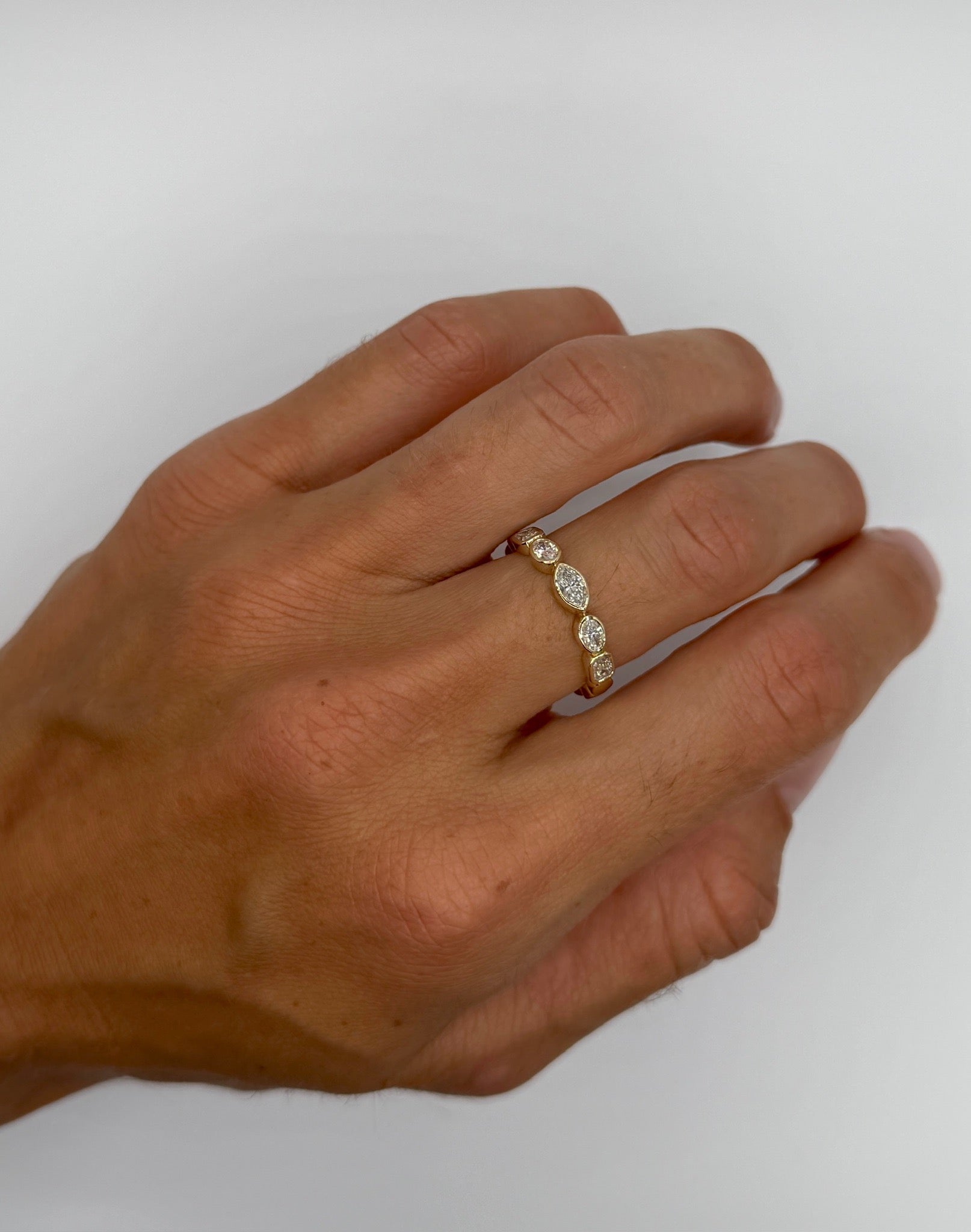 Marquise Mixed Bezel Diamond Band