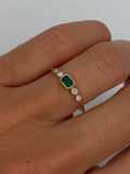 Dainty Emerald Ring with Diamond Side Stones