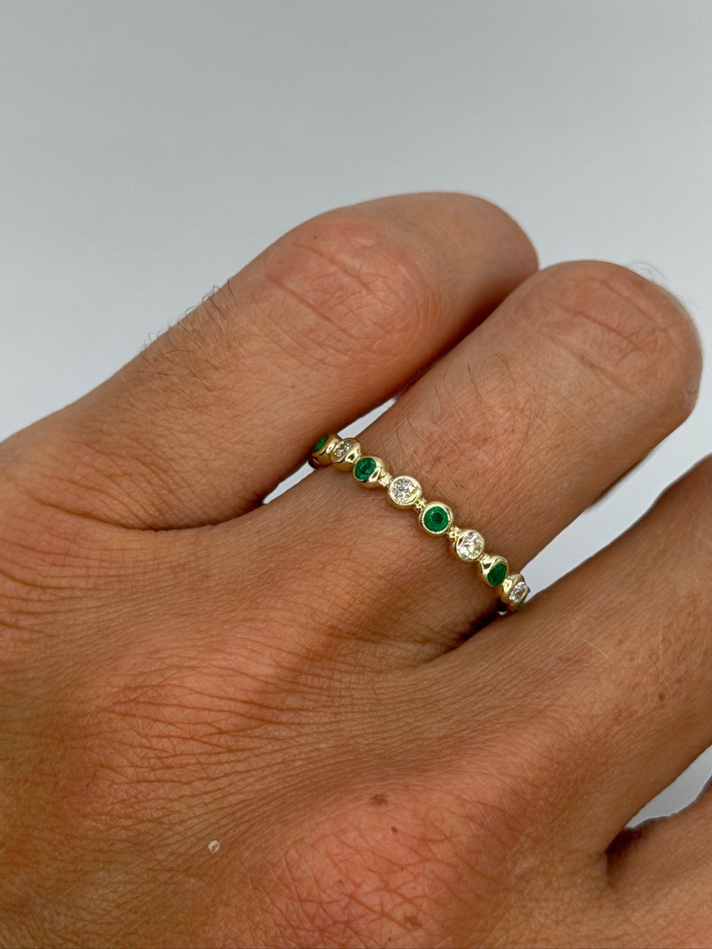 Emerald and Diamond Bezel Ring