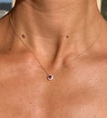 Ruby Pendant Necklace with Diamond Halo