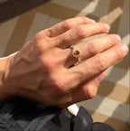 Orange Sapphire and Diamond Sunburst Ring - GIA Certified Natural