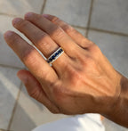 Sapphire Half Eternity Band with Diamonds