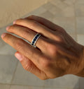 Sapphire Half Eternity Band with Diamonds