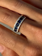 Sapphire Half Eternity Band with Diamonds