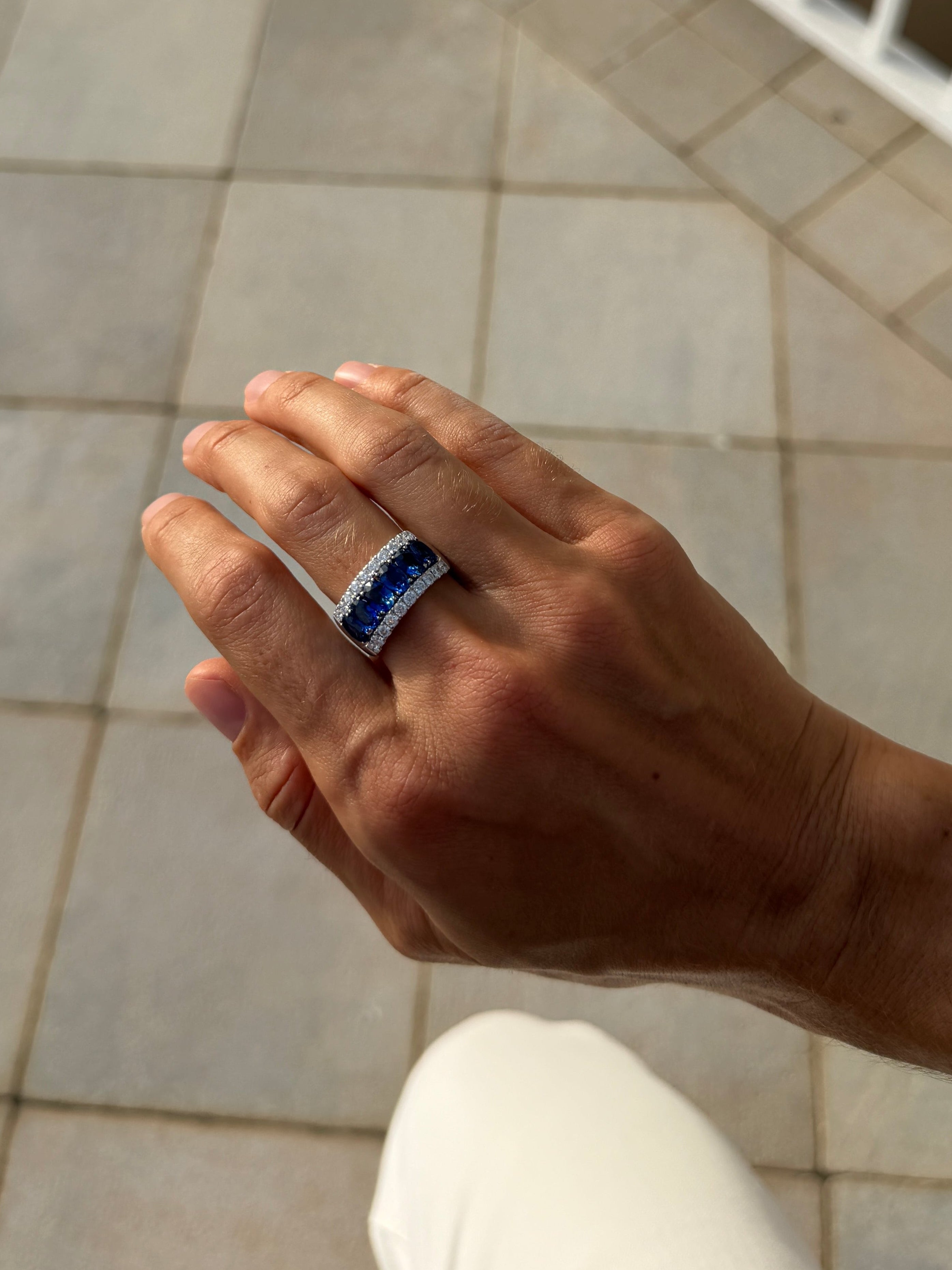 Sapphire and Diamond Statement Band