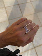 Pink Sapphire Half Eternity Band with Diamonds