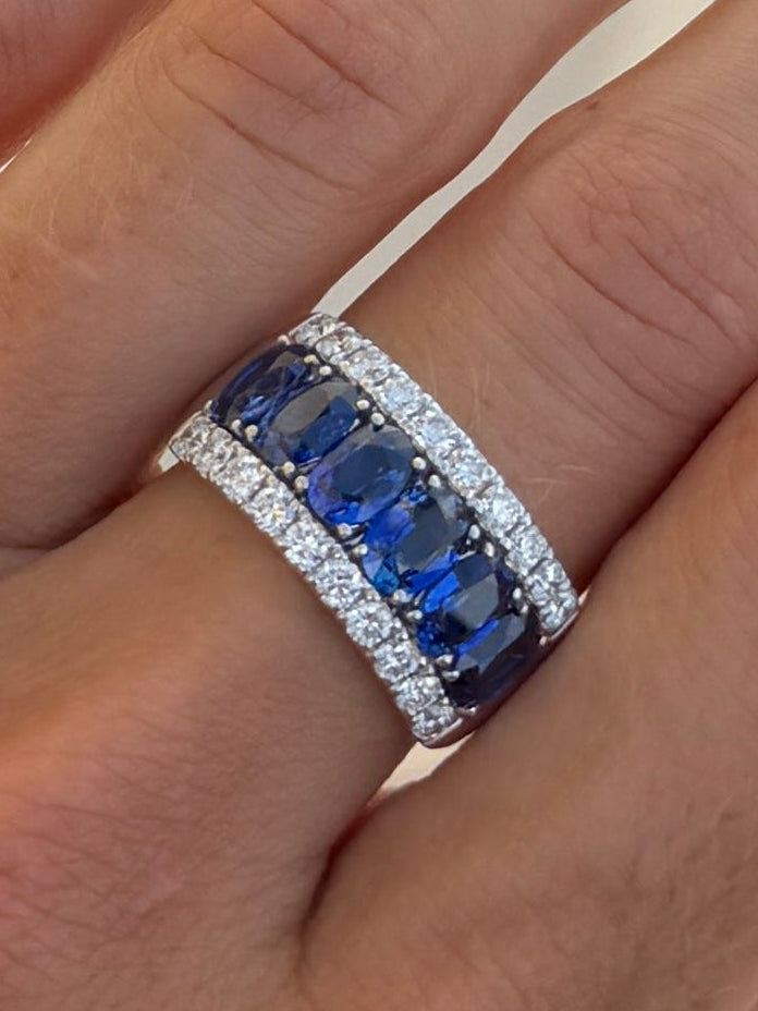 Sapphire and Diamond Statement Band