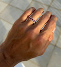 Ruby Five Stone Band with Diamond Halos