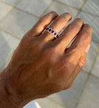 Ruby Five Stone Band with Diamond Halos