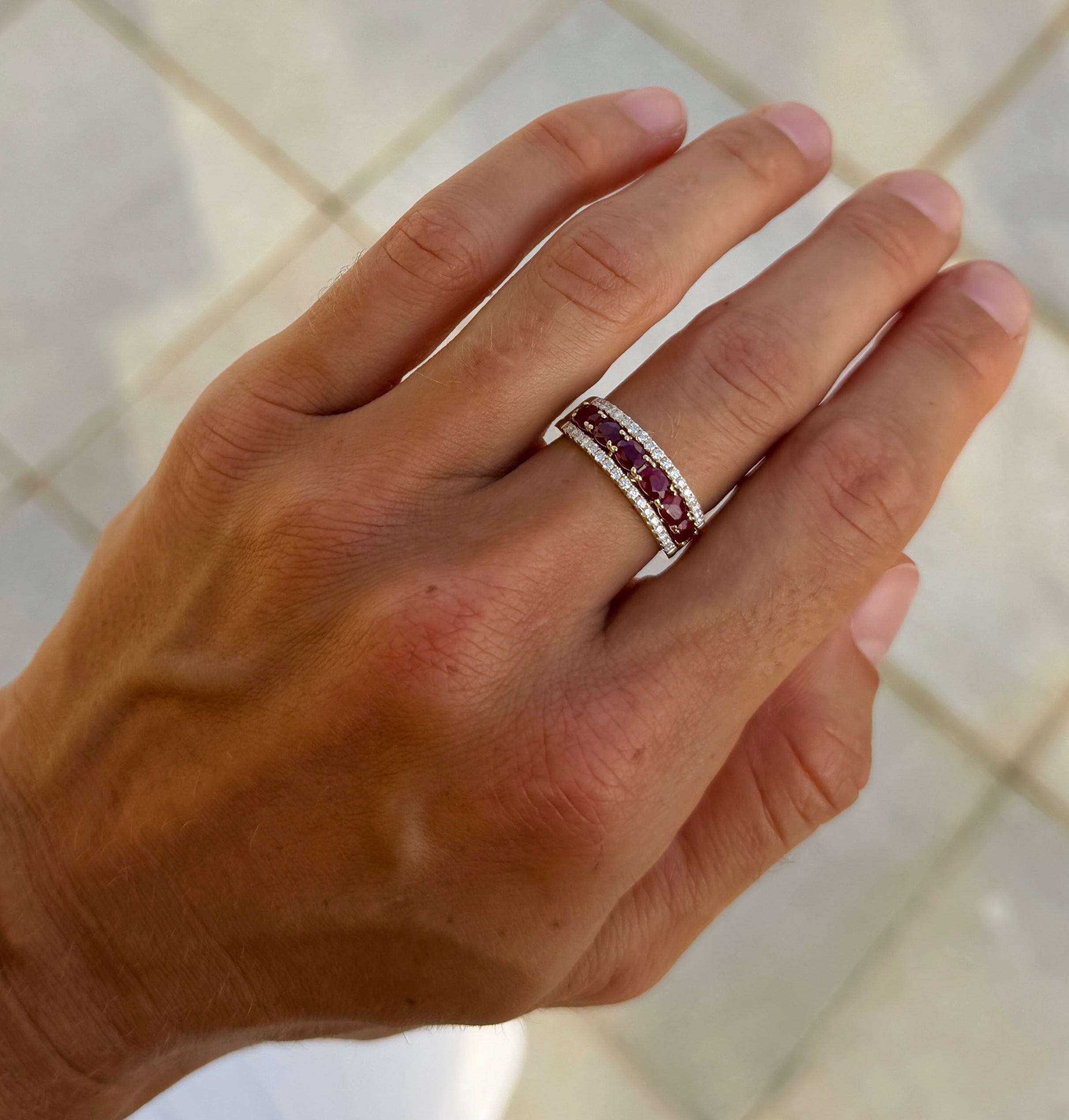 Ruby Half Eternity Band with Diamonds
