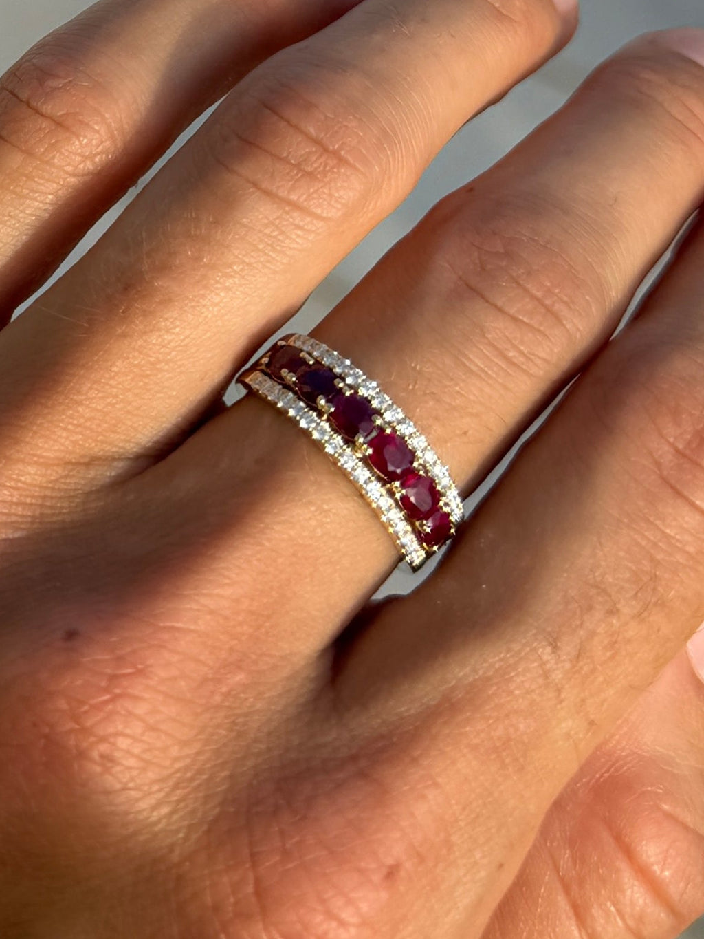 Ruby Half Eternity Band with Diamonds