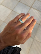 Emerald Trio Ring with Diamond Halos