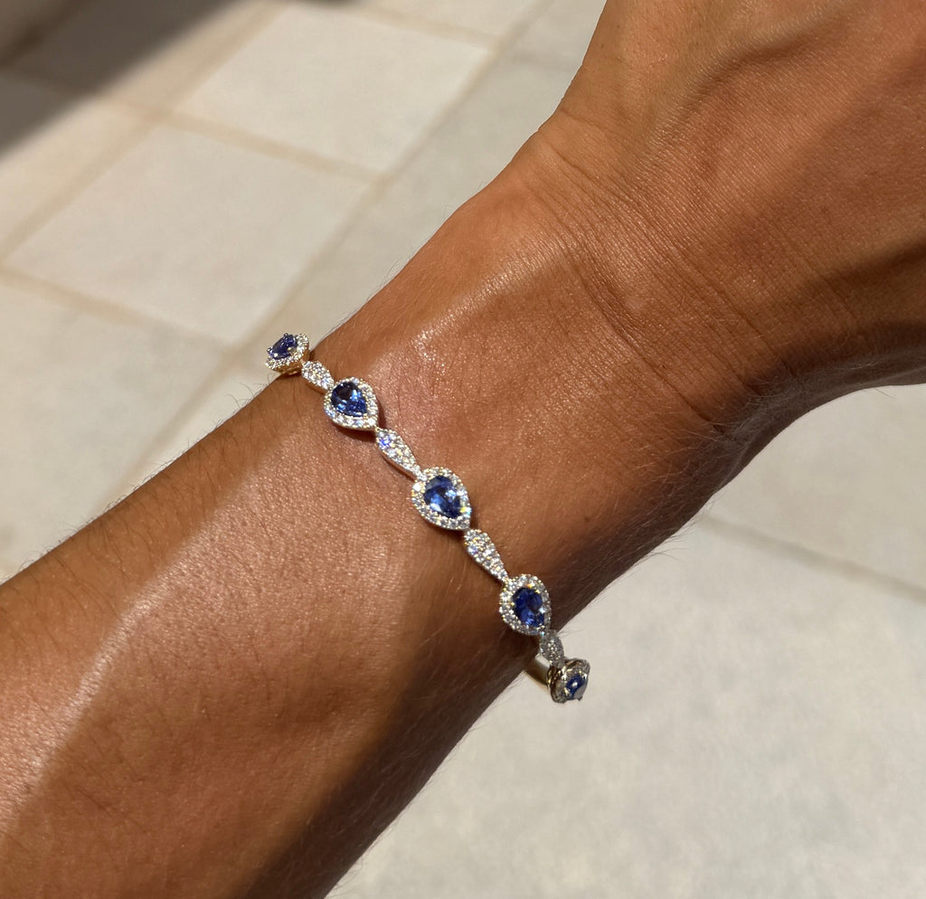 Tanzanite and Diamond Bangle in 14kt Yellow Gold