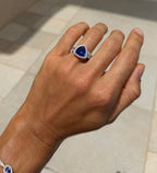 Tanzanite Trillion Cut Cocktail Ring with Diamond Halo and Band