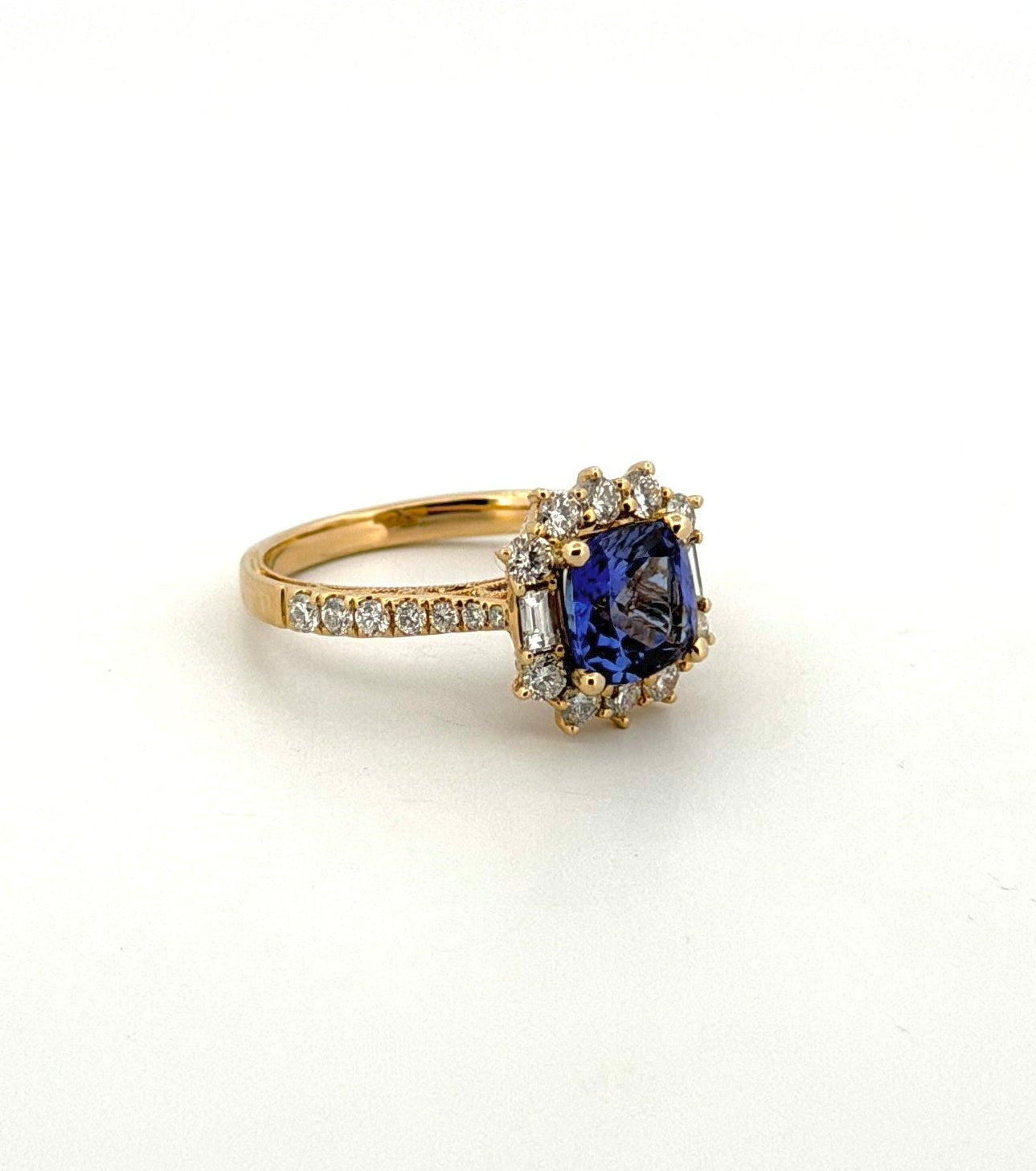 Tanzanite Ring with Diamond Sunburst Halo
